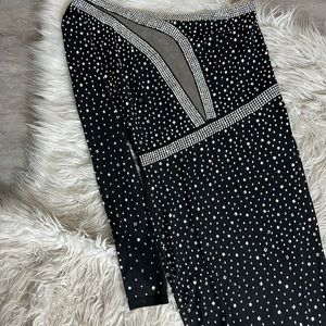 Rhinestone long mesh dress with slit up the leg - size M.